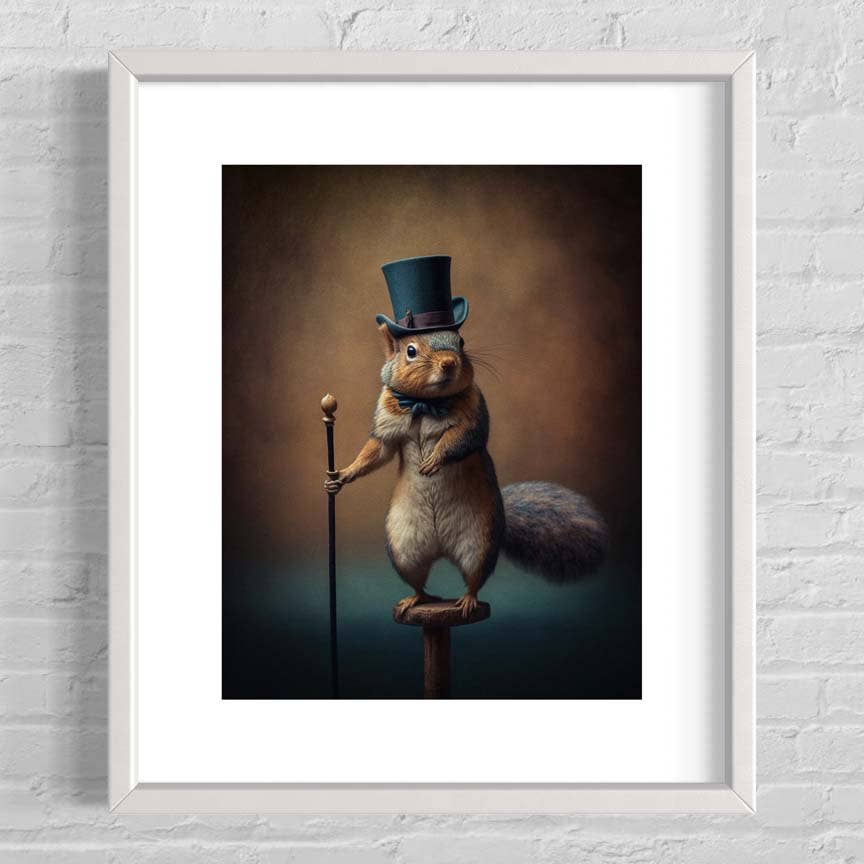 Salty Alyce - Wholesale Art Print - Victorian Squirrel In A Top Hat  Wall Art EB1432