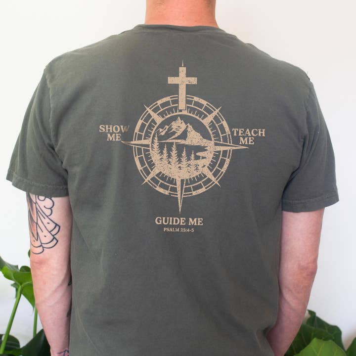 Guide Show Teach Me Compass Christian Graphic Tee for wholesale by Never Lose Hope Designs