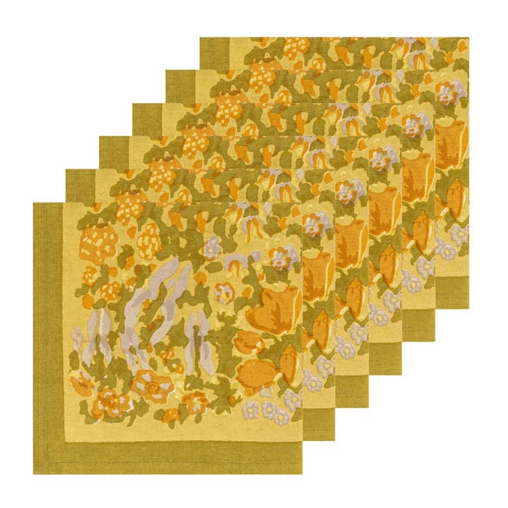 Caravan Home – wholesale Dinner & cloth napkin – Jardin Mustard & Grey | Napkins - Set of 61