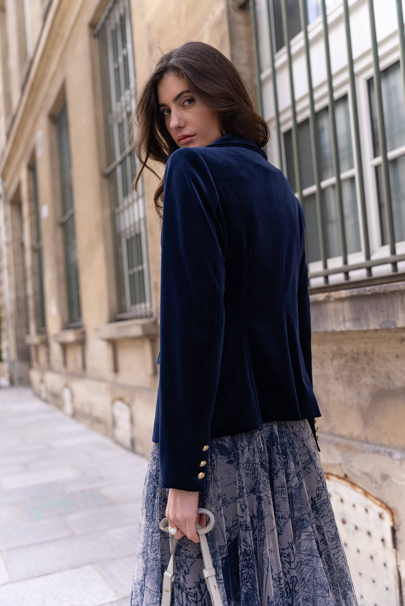 CHOKLATE PARIS - Wholesale Blazer - Dames - Dubbele rij velvet blazer met gouden knopen - V1721N29