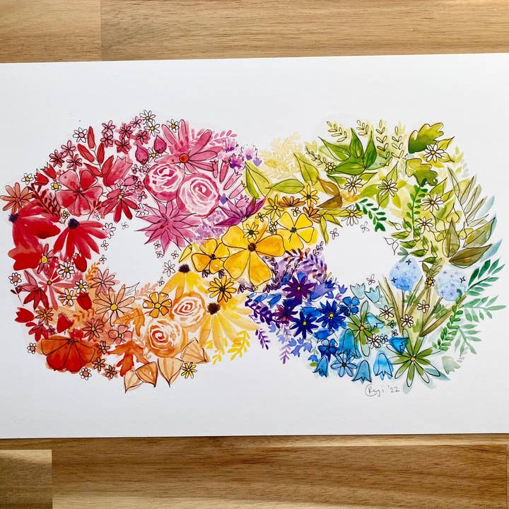 Rainbow Infinity A4 Prints x5 for wholesale by Badibidu Watercolours