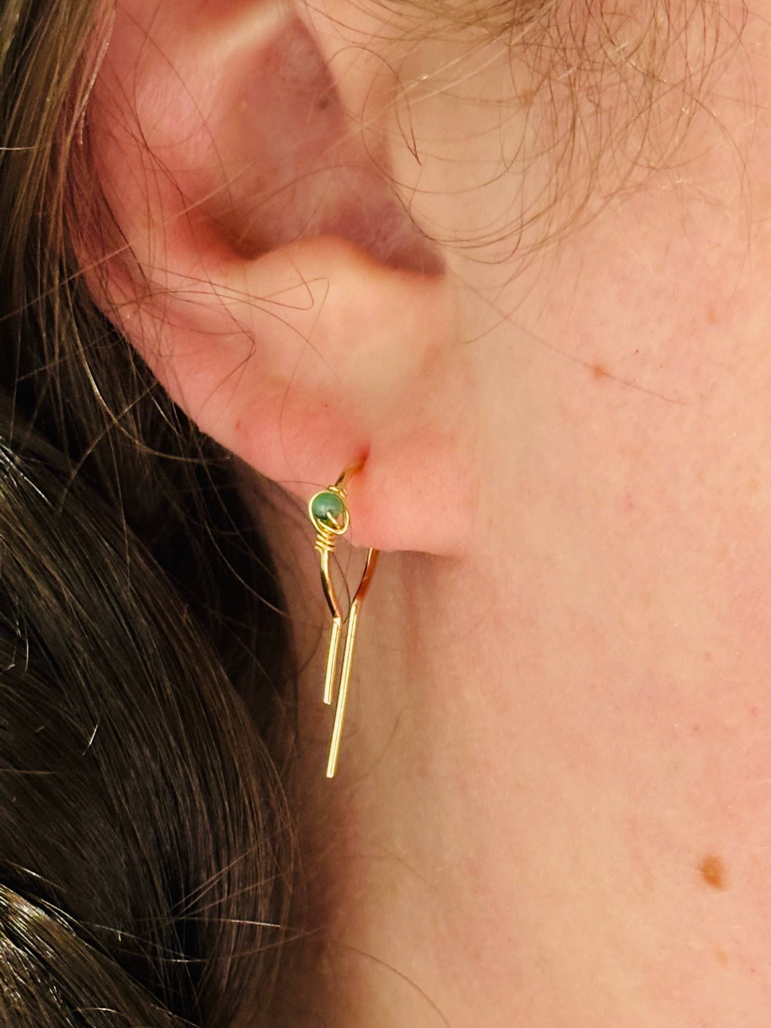 Rachel Renee Jewelry - Wholesale Hoop Earrings - DECO Gem Open Circle Threader Hoops 5