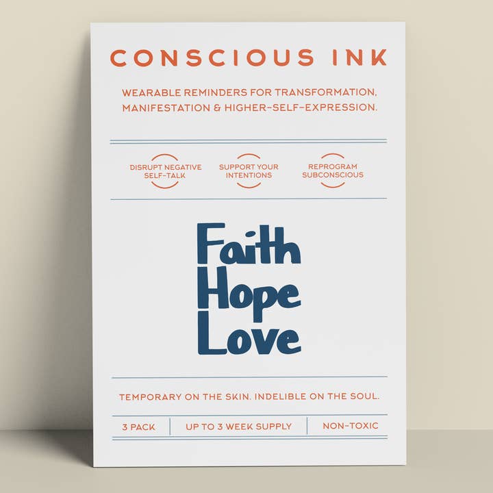 Conscious Ink - Wholesale Temporary Tattoo - Faith Hope Love Manifestation Tattoo