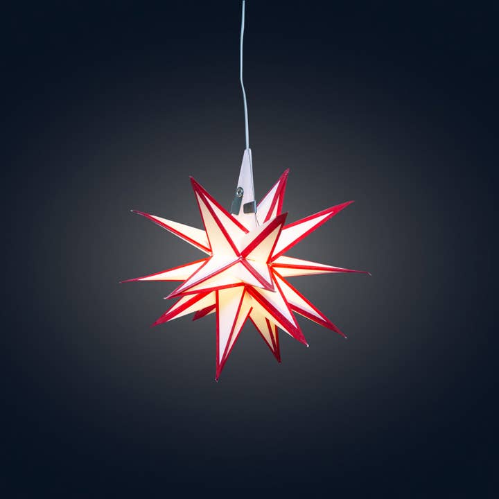 Artschatz LLC - Wholesale Paper Lantern/Lamp - Moravian Mini Star ~ 7", White /Red Paper Star Lantern Light0