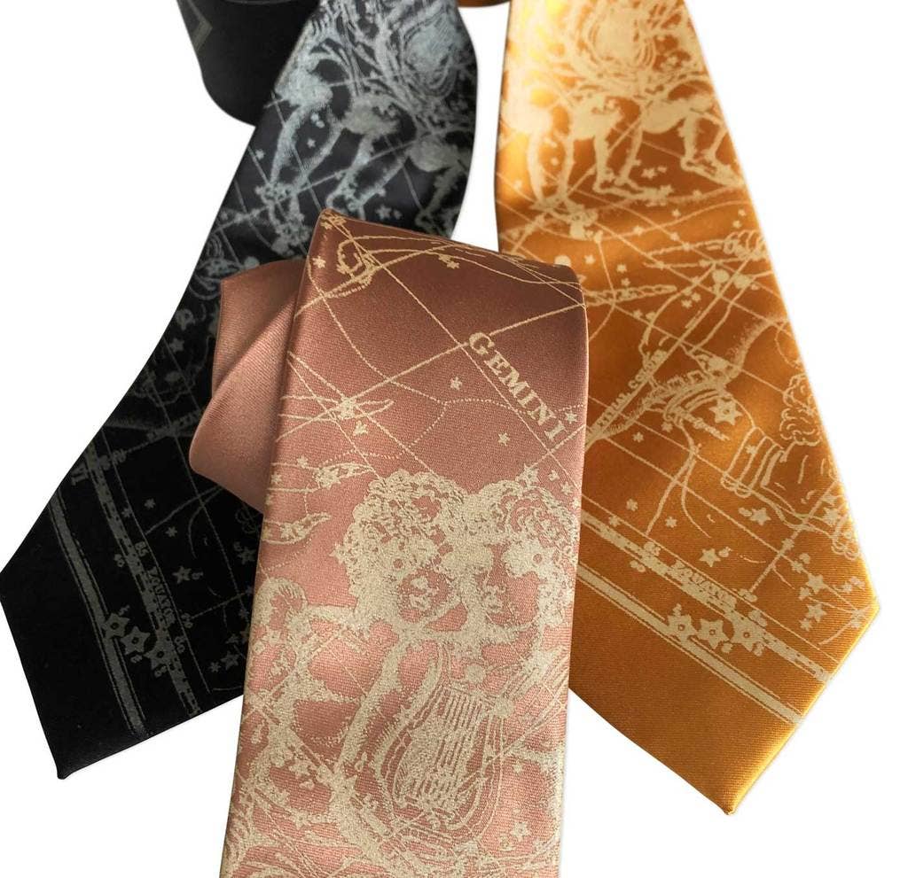 Cyberoptix Tie Lab - Wholesale Necktie - Men's - Gemini Twins Necktie. Zodiac Constellation Star Chart Tie.5