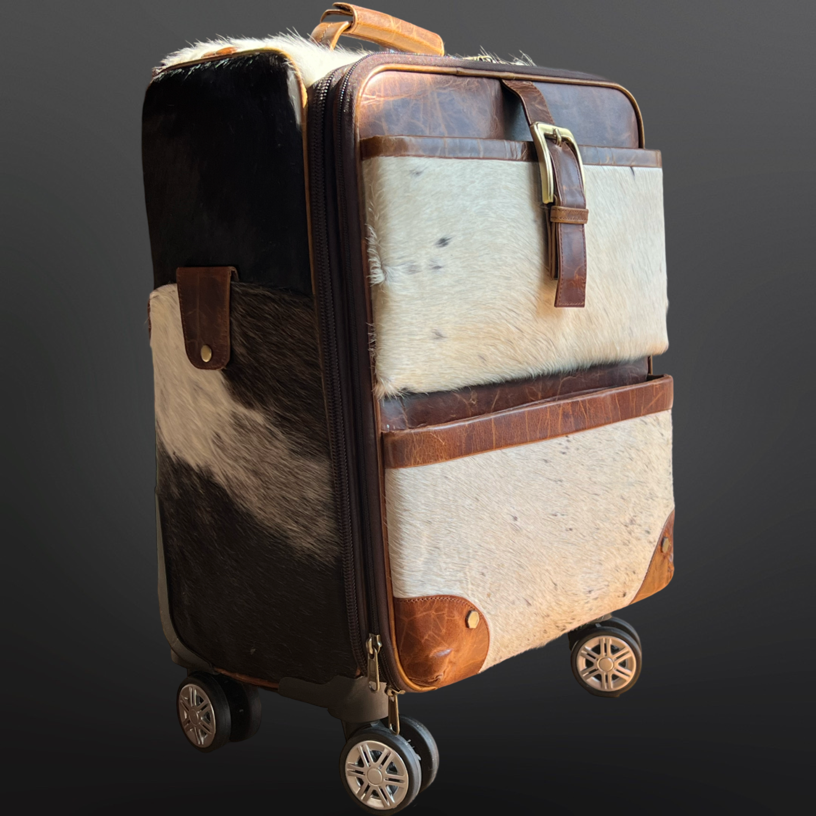 Westrian International - Vente Valises - Valise à main western en cuir de vachette à roulettes10