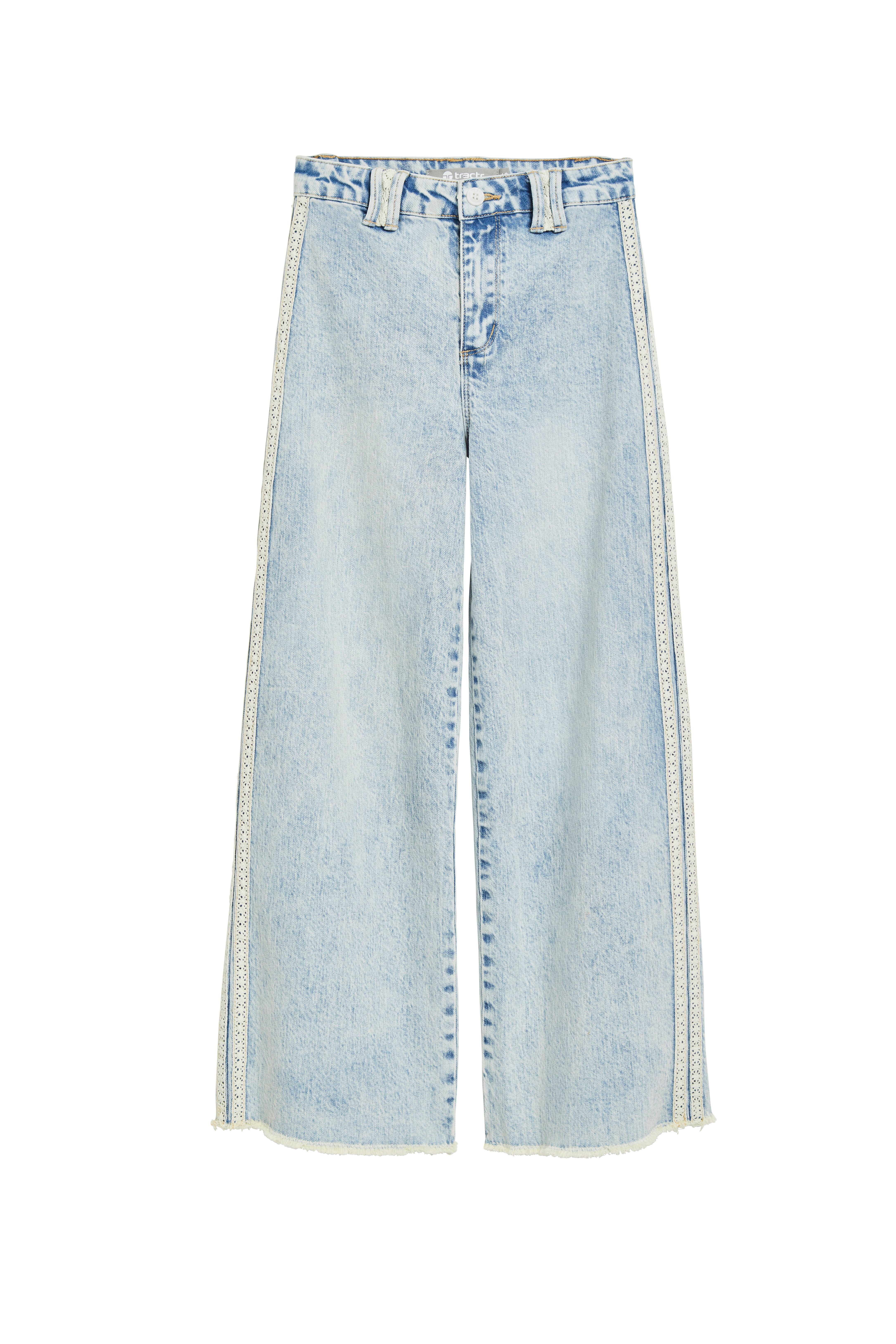 LIGHT INDIGO GIRLS-LACE STRIPE WIDE LEG/27752-1-D3CB for wholesale on Faire