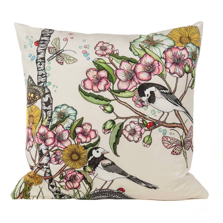 Nadja Wedin design - Venta al por mayor Funda de cojín - Funda de cojín 20x20” (48x48 cm) Wagtails Spring3