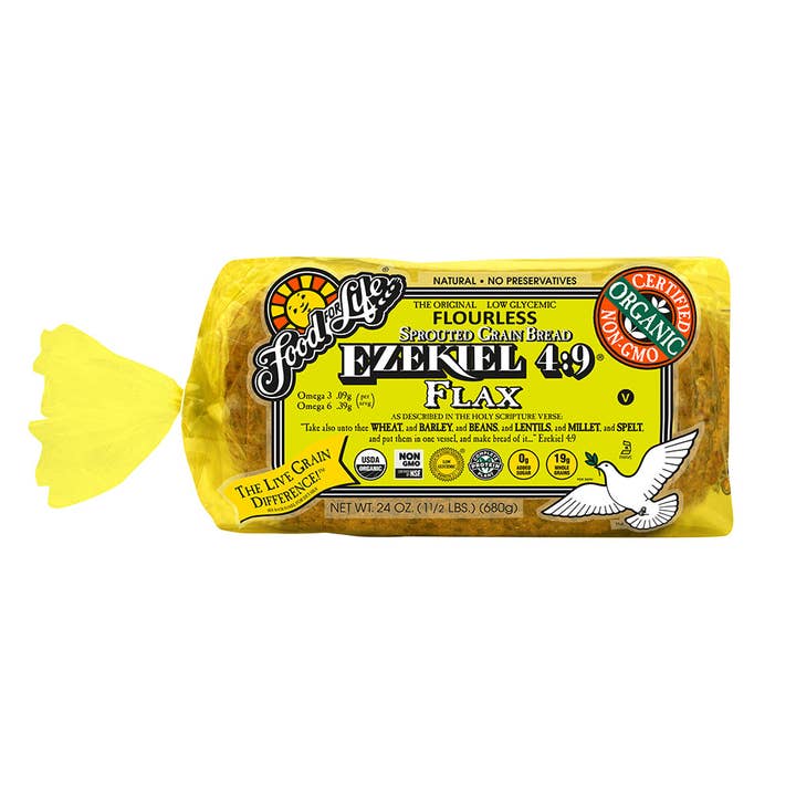 KeHE Distributors, LLC - Wholesale Protein/Superfood Powder - Food For Life Organic Ezekiel 4:9 Sprouted Whole Grain Flax Bread, 24 Oz (Pack of 6)