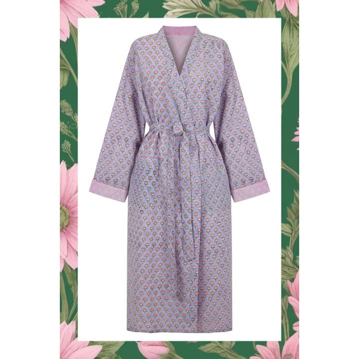 REVERSIBLE ROBE IN LILAC AND BLUE for wholesale by Iturrienea