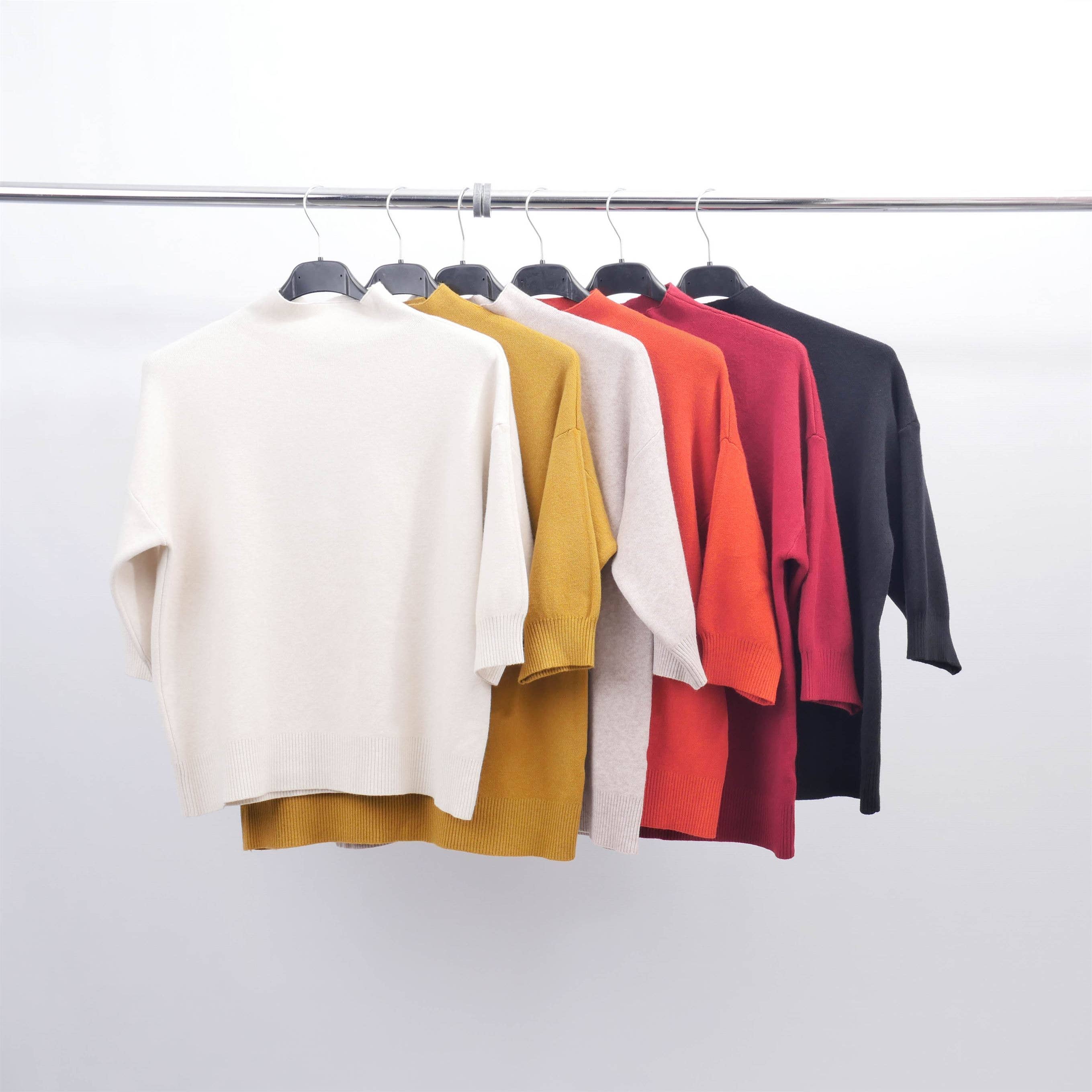 Cecile Wang - Wholesale Knit Sweater - Women's - 3/4 sleeve high neck sweater ZMP12722