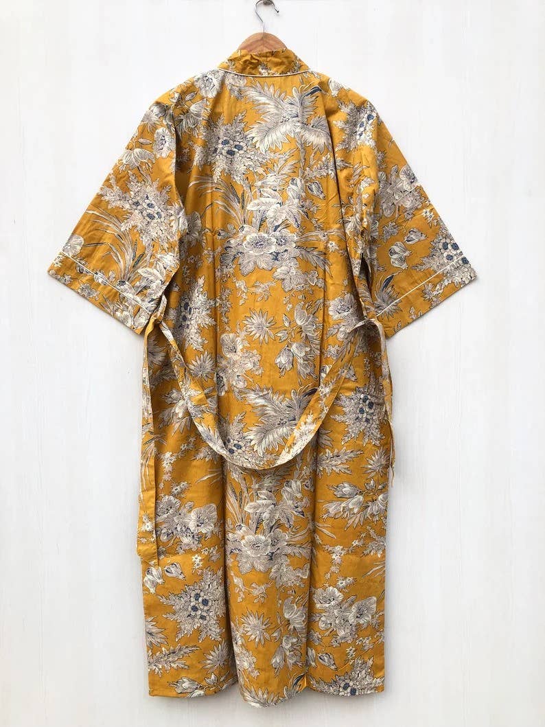 bhavnas boutique – wholesale Robe – Women's – Floral Print Robes Bridesmaid Kimono Robe Indian Cotton gown3