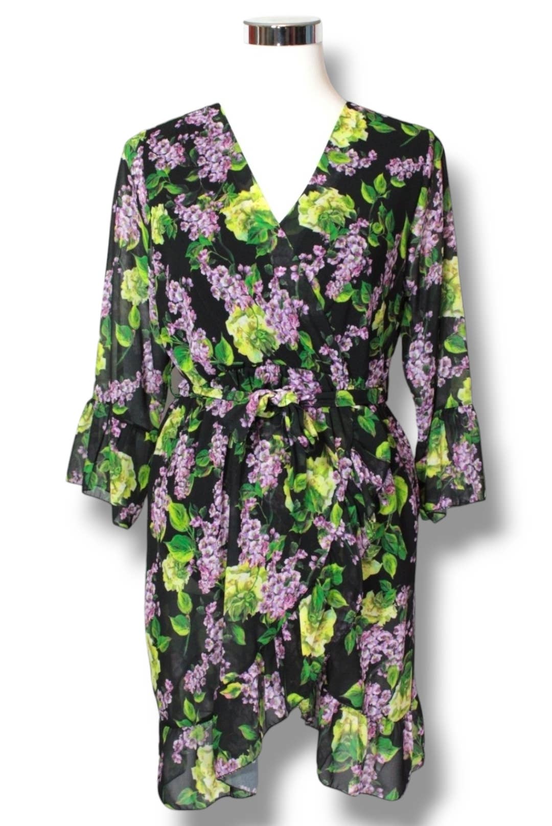 NINEF – Vestido - Mulher por atacado – Vestido Envelope Vibrant Meadow com Estampa Floral13