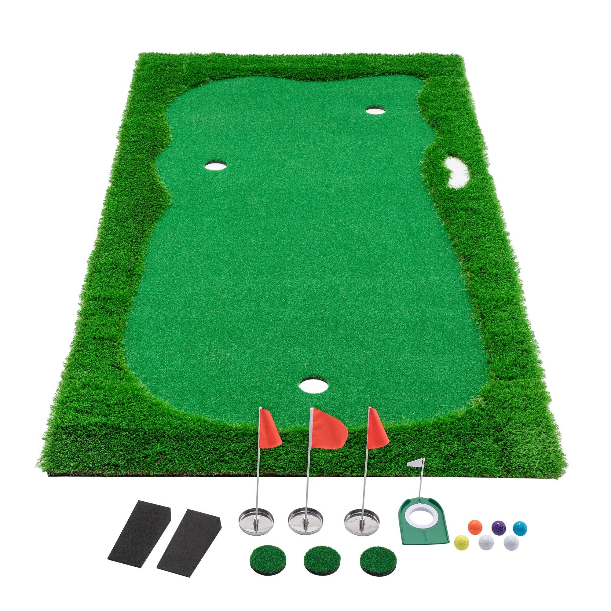 39F Inc. - Vente Accessoires de sport - Tapis de putting de golf 10x5FT avec 3 trous et drapeaux pour l'extérieur8