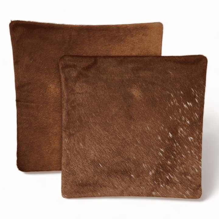 Ranch Junkie - Wholesale Throw Pillow Cover - 18x18 Caramel Brown Genuine Cowhide Pillow Covers Double Sided Highlands Cowhide Pillow5