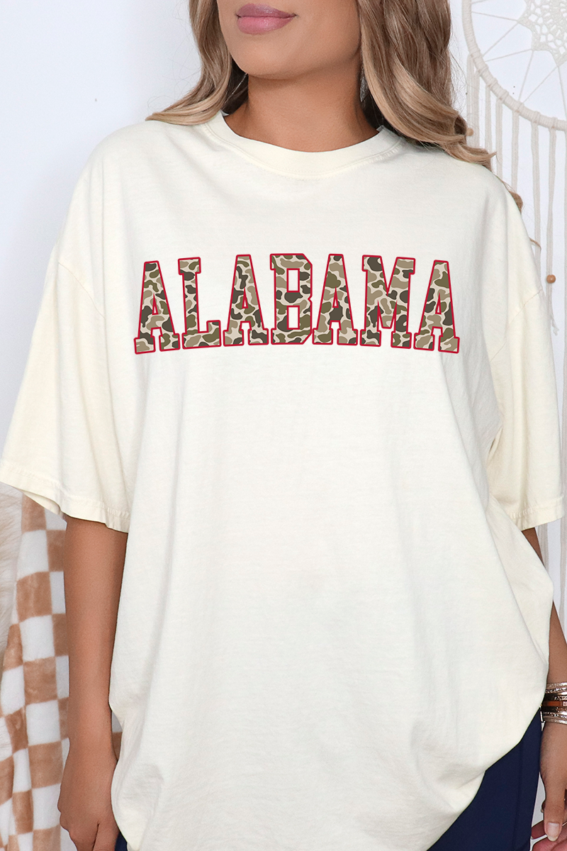 Wholesale Accessory Market - Wholesale Screen Printed T-Shirt - Women's - Crimson Alabama Camo Comfort Colors Adult Ring-Spun Cotton Tee12