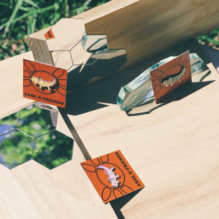 Axol & Friends - Wholesale Lapel Pin/Button - Gray Axolotl Pin - Soft Enamel, Gold2