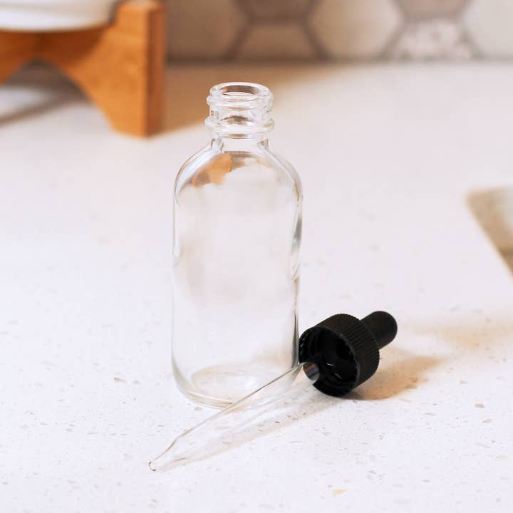 Matrix Aromatherapy - Wholesale Essential Oil Holder - 2oz Empty Clear Glass Dropper Bottle1