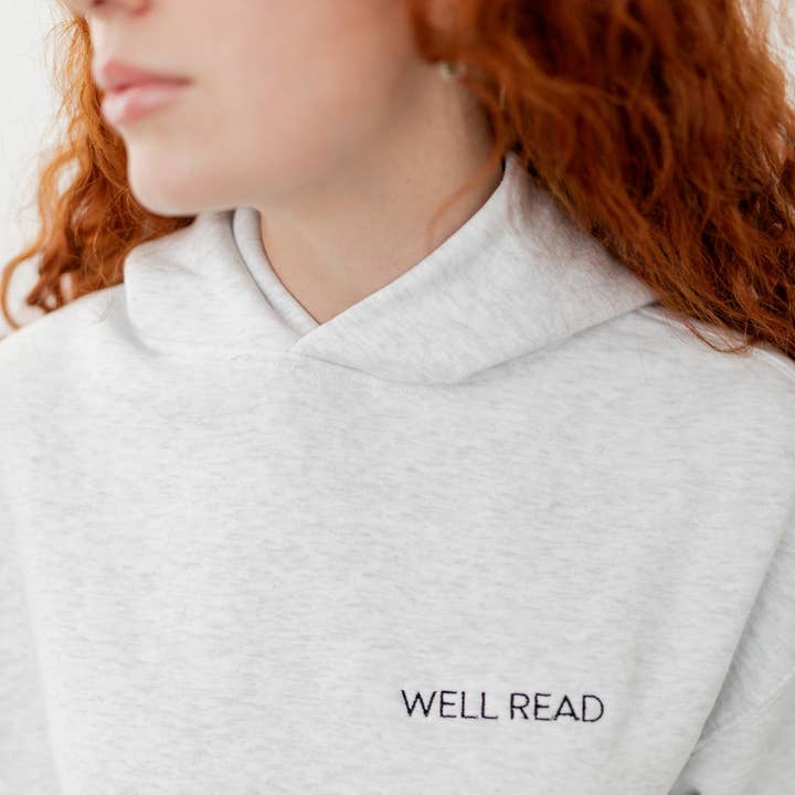 Felpa con cappuccio "Well Read" - Grigio chiaro per la vendita all'ingrosso da parte di Faeble