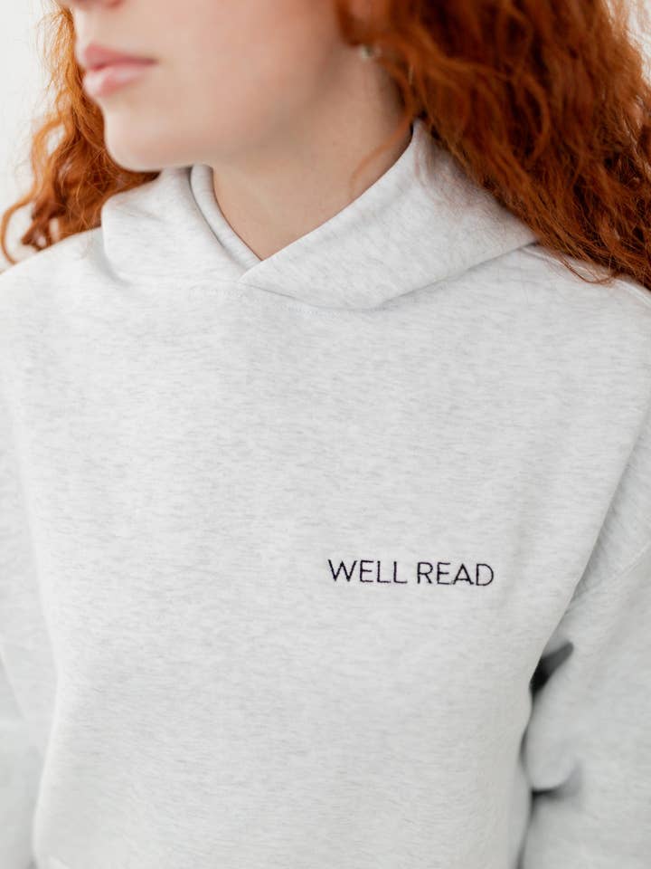 Goed Gelezen Hoodie - Lichtgrijs voor wholesale door Faeble
