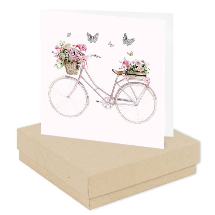 Sterling Silver Studs - Butterfly Earrings – Hypoallergenic Studs - Pretty Bike Gift Box & Card for wholesale by Crumble & Core