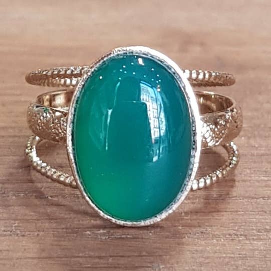 Green Agate Lily Ring for wholesale by C'cedille
