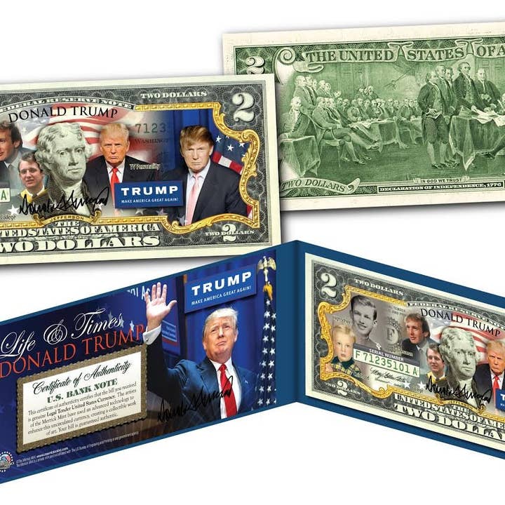 Billet de deux dollars Life & Times Of Donald Trump en monnaie américaine authentique - Nouveau - Livraison rapide et gratuite ! pour la vente par The Merrick Mint