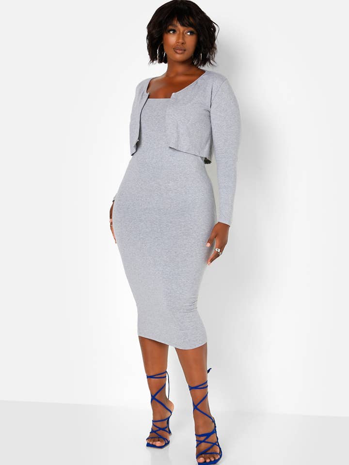 Gray Nadine Button Front Cropped Cardigan for wholesale on Faire3