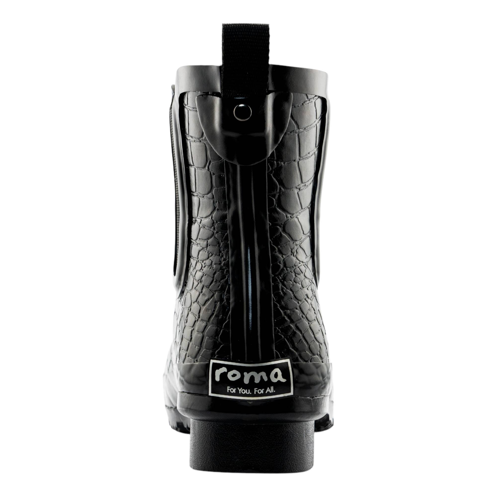ROMA BOOTS - Wholesale Rain Boots - Women's - CHELSEA BLACK CROC EMBOSS WOMEN'S ANKLE RAIN BOOTS5