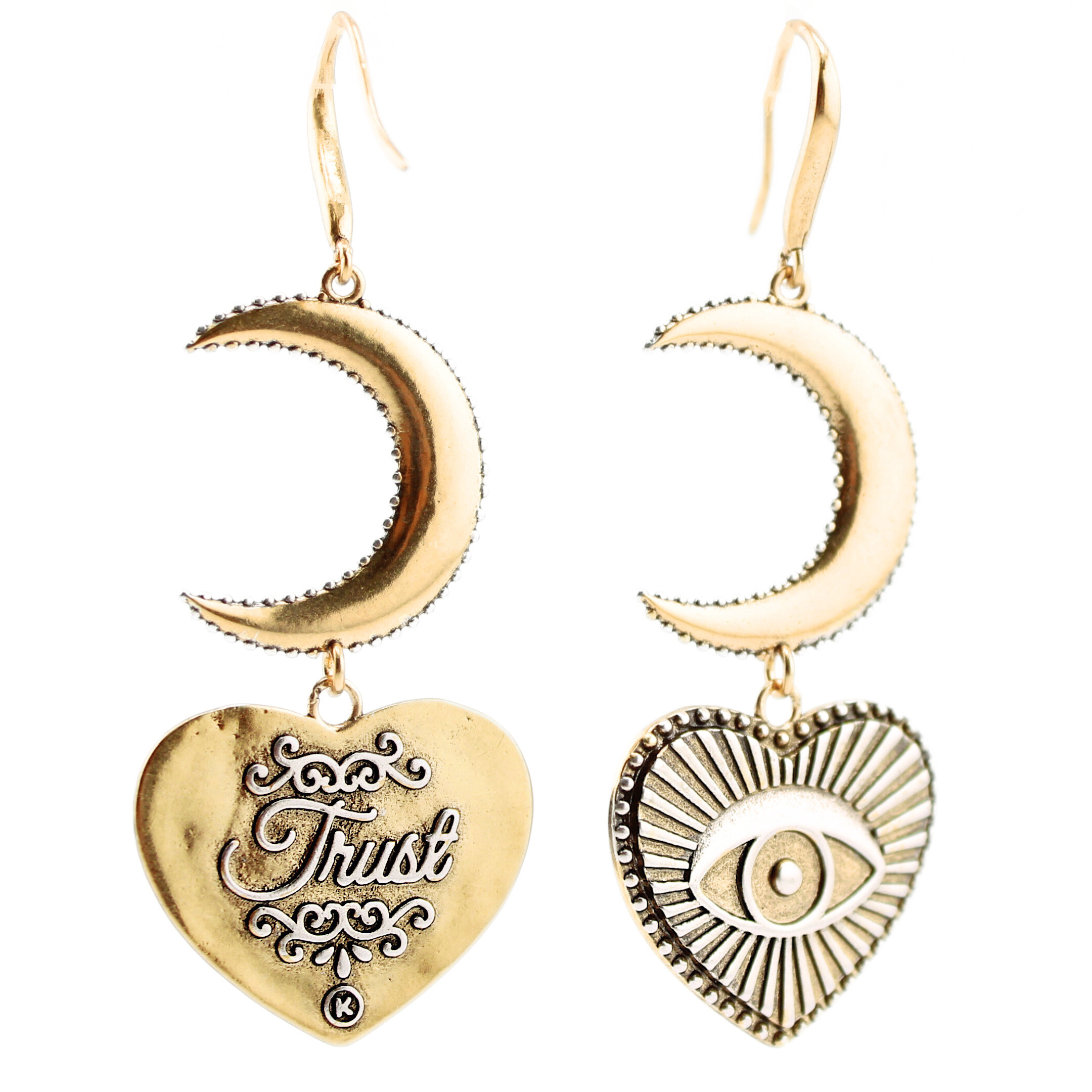 Katia Designs - Wholesale Dangle Earrings - Trust Moon & All-Seeing Eye Heart Drop Earrings1