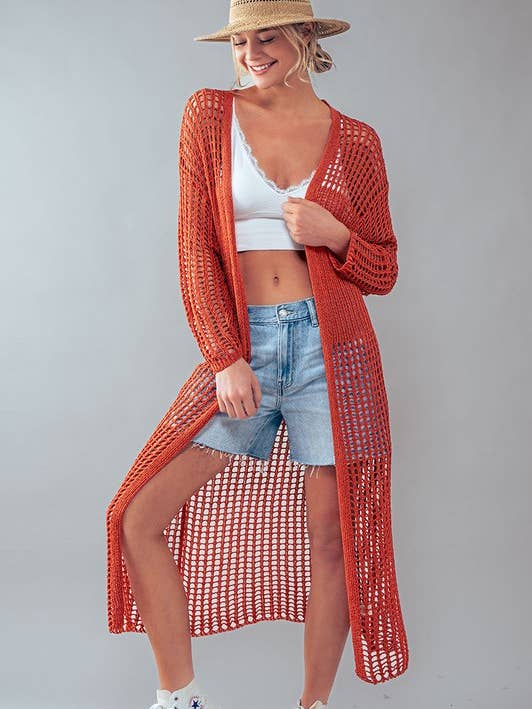 CROCHET LACE SUMMER KIMONO LONG CARDIGAN for wholesale by Fashion Week