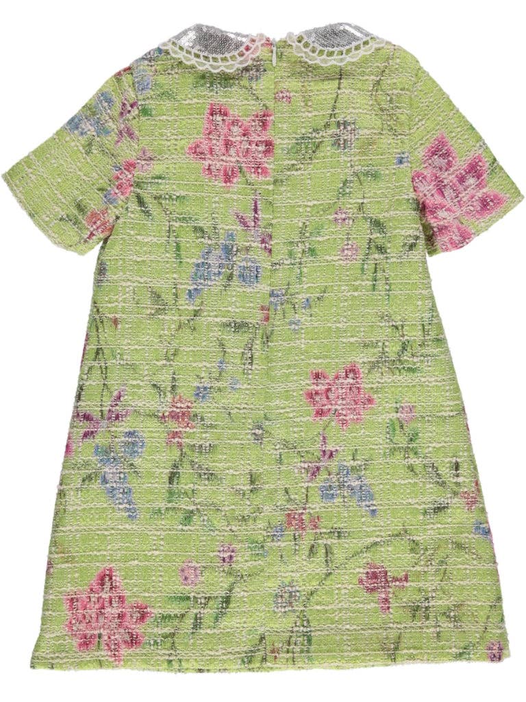 Piccola Speranza - Wholesale Dress - Kids - Vestido chanel verde com gola brilhante1