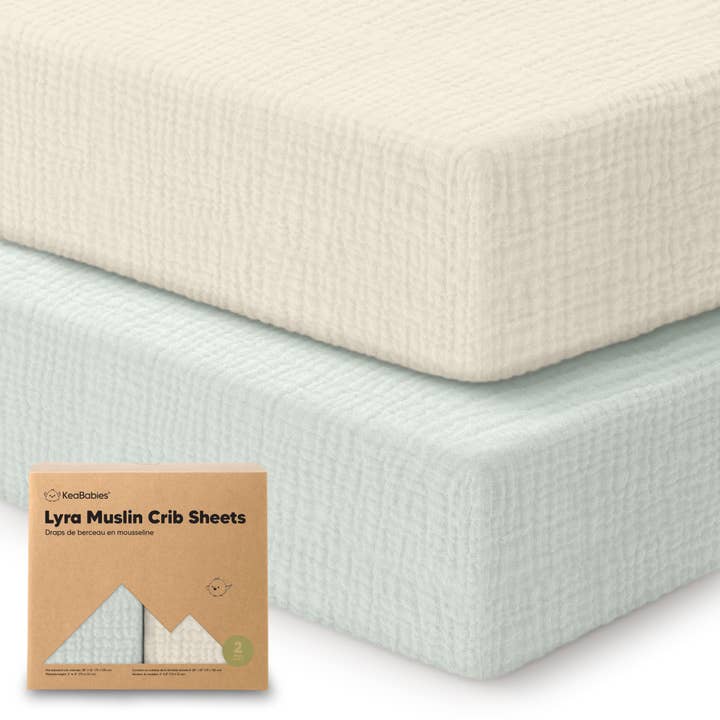 Juego de 2 sábanas de muselina Lyra para cuna, para niños y niñas, 52x28 para venta al por mayor de KeaBabies