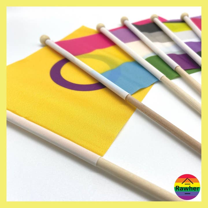 RAWHER - Venta al por mayor Bandera y manga de viento - Paquete Variado de Banderas de Mano del Orgullo4