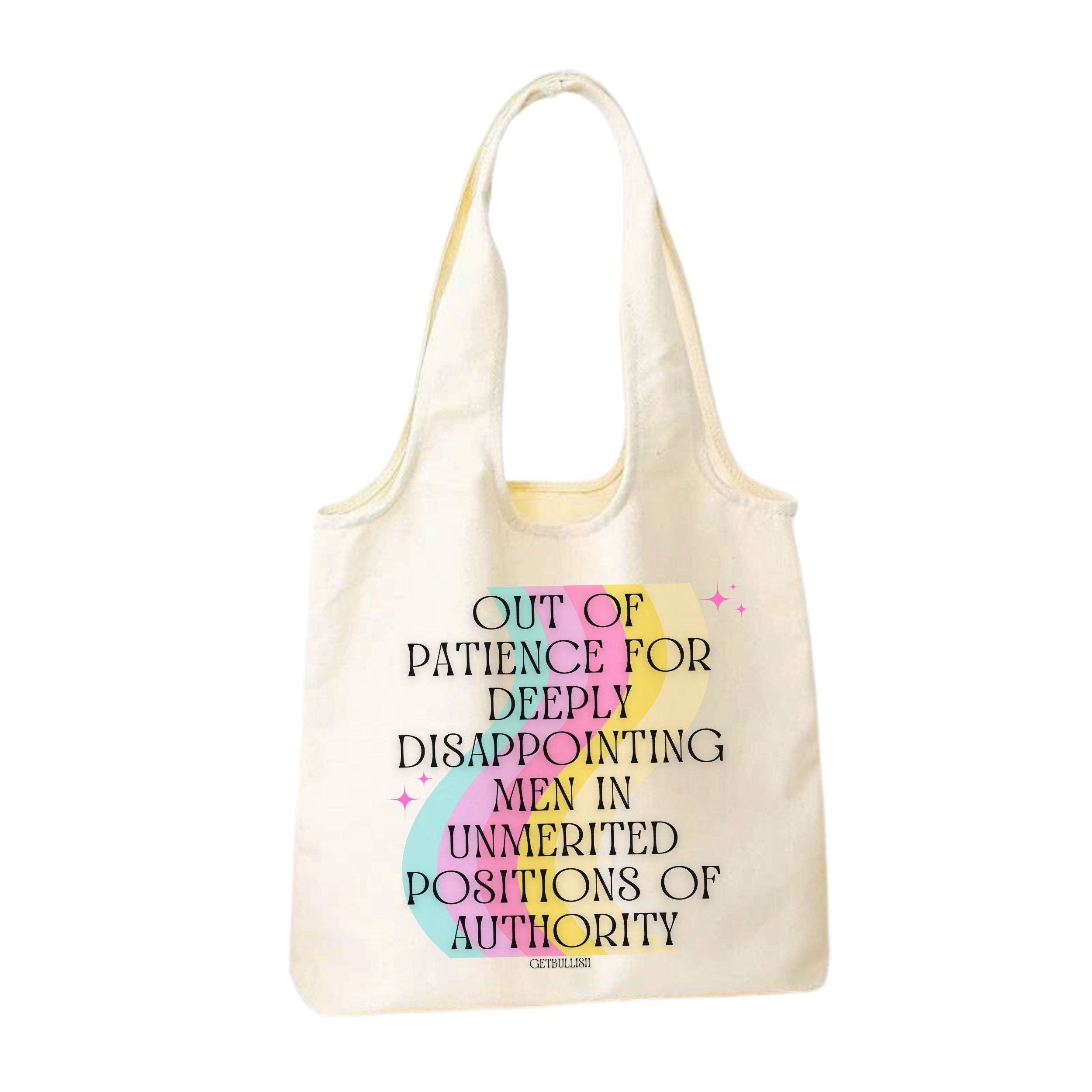 GetBullish – Engroshandel Tote bag - Dame – Feministisk tote „Ud af tålmodighed for skuffende mænd“ lærred4
