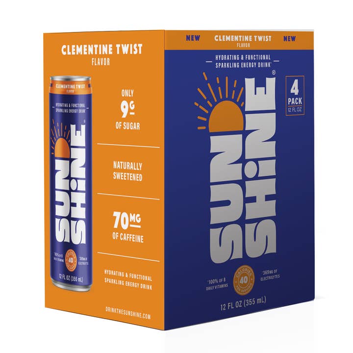 Sunshine Good Energy Drink - Clementine Twist (6-4 pks - 12o for wholesale by Sunshine Beverages