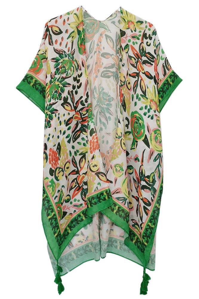 Hana - Wholesale Kimono - Women's - Floral Print Summer Tassel Kimono Cover up9