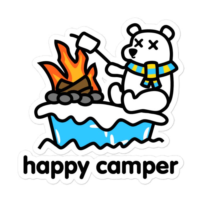 Sticker voor Matte Happy Camper voor wholesale door Dumbclub LLC