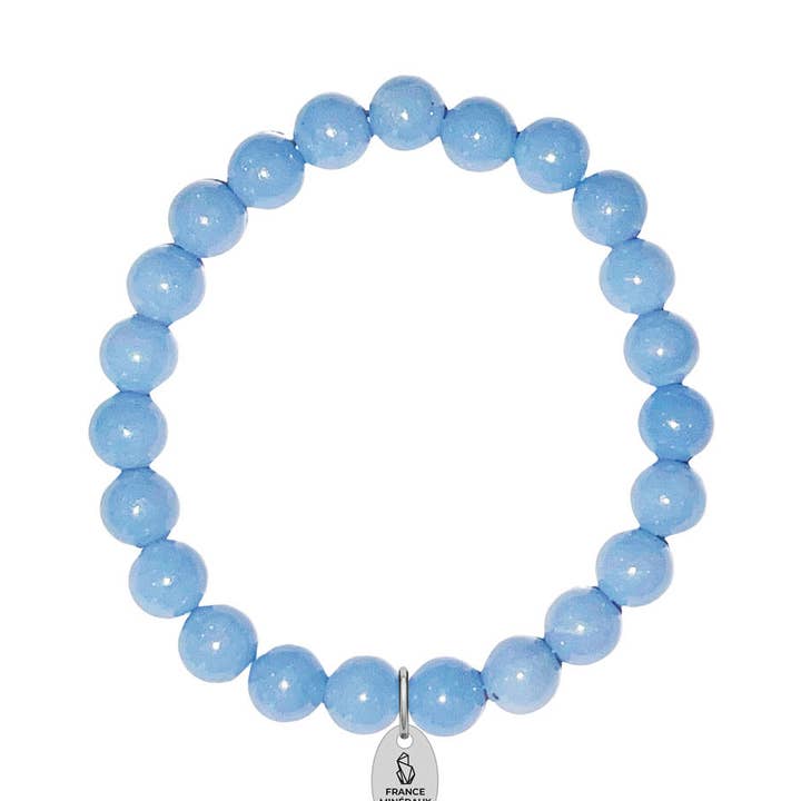 Angelite bracelet - 8mm ball stones - 18cm for wholesale by France Mineraux
