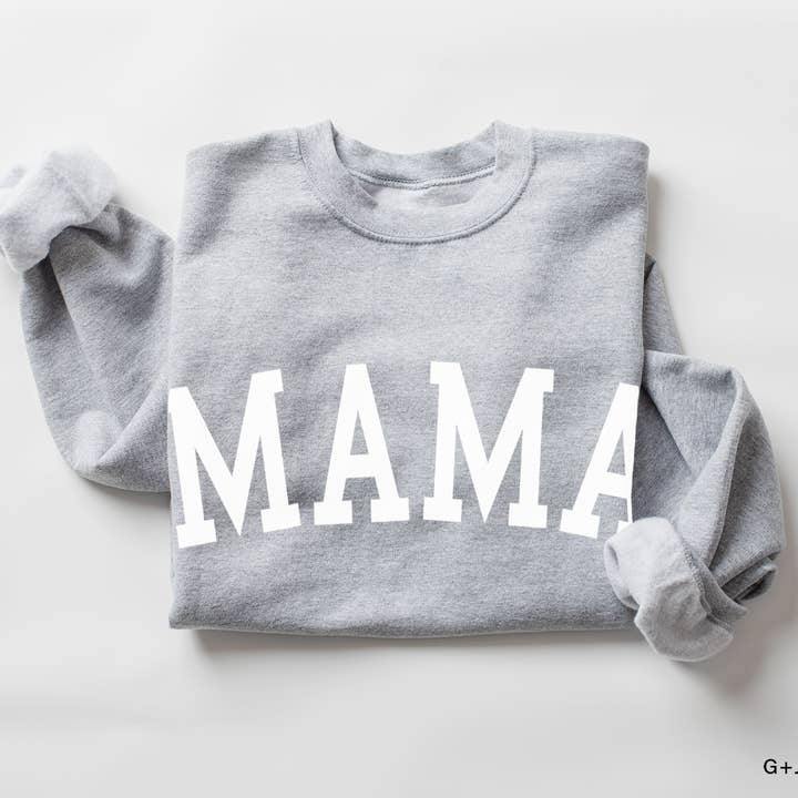 G & J Avenue - Wholesale Graphic Sweatshirt - Women's - MAMA Graphic Sweatshirt | Preppy Mom Crewneck Sweatshirt1