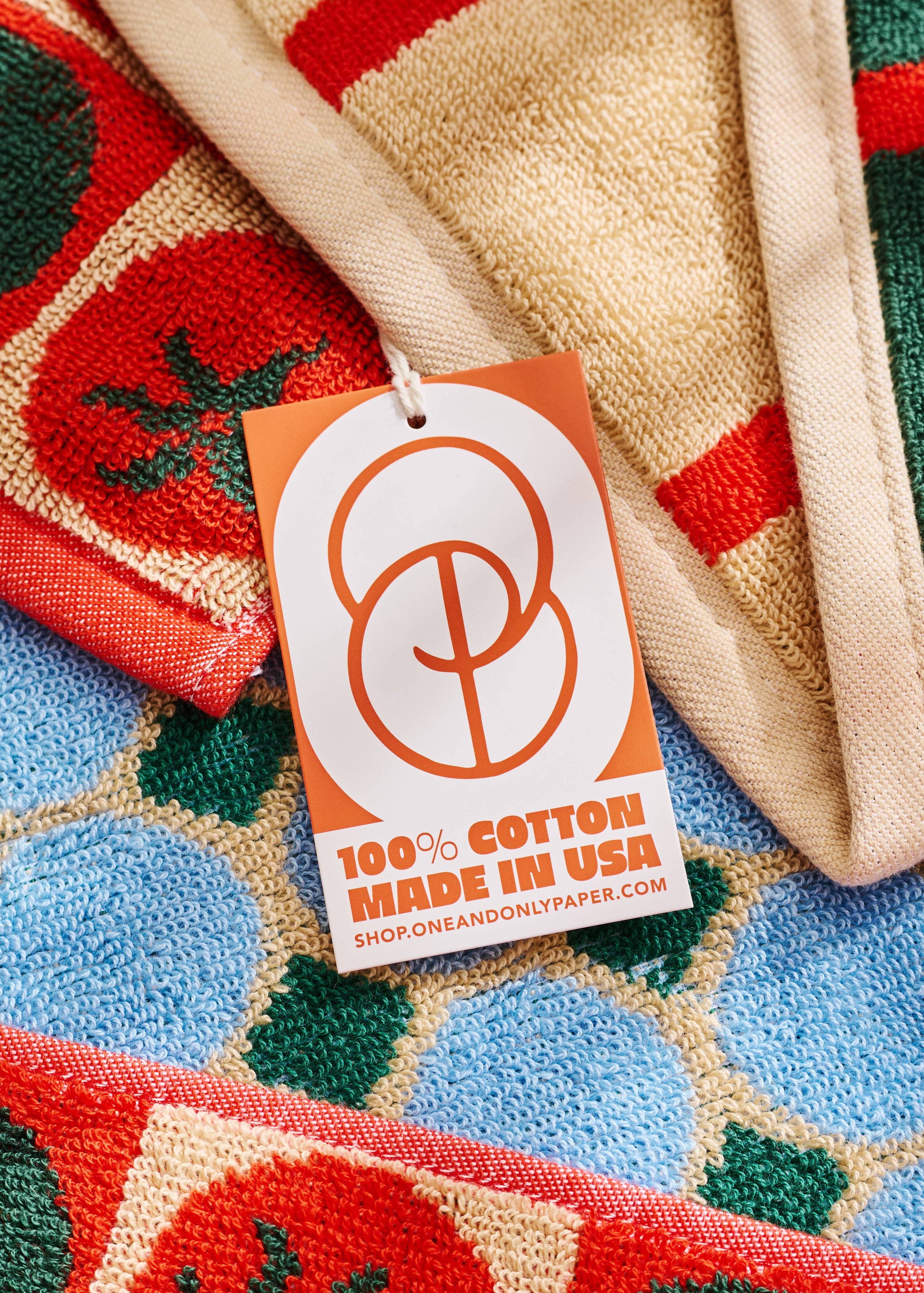 One & Only Paper - Wholesale Hand Towel - Heirloom Heat Checked Olive and Tomato Cotton Terry Cloth Towel3