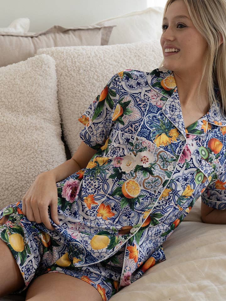 Mediterranean pajamas, coastal inspired pjs, beachy pajamas for wholesale by Spikes and Seams
