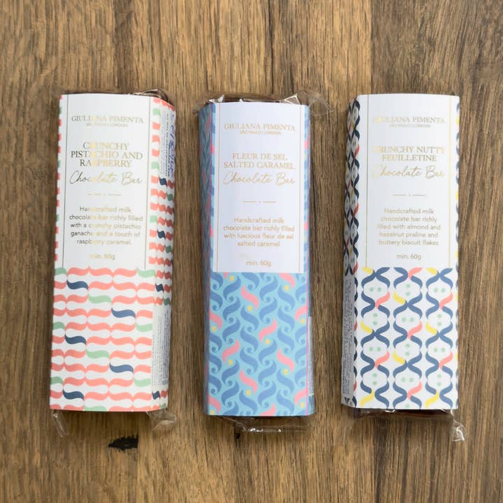 Mini Signature Chocolate Bars Tasting Trio (3x 60g) for wholesale by Giuliana Pimenta