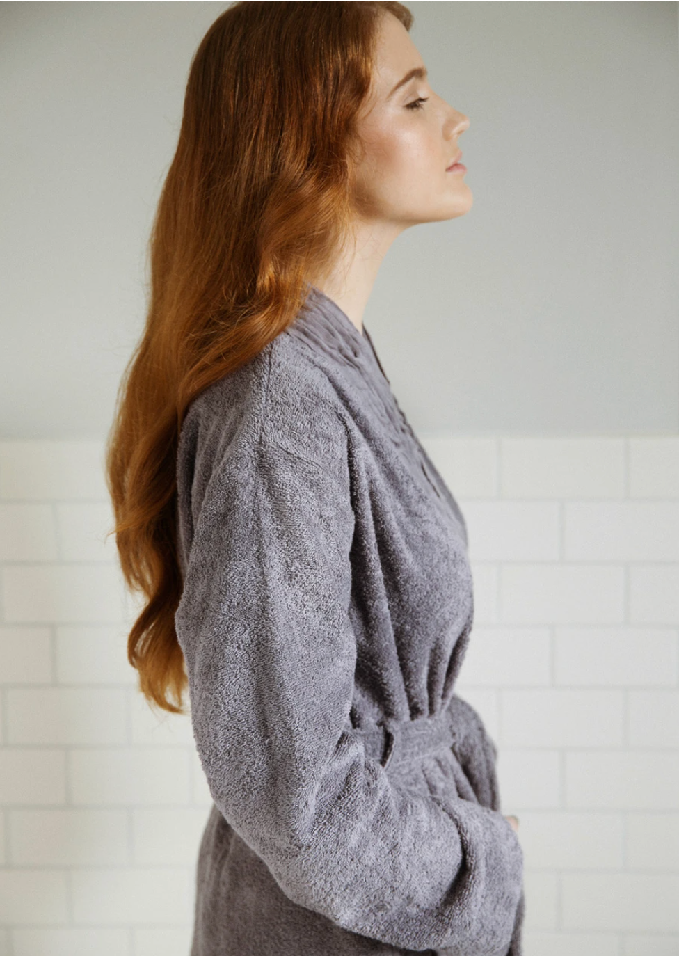 Pure Fiber - Wholesale Robe - Women's - Pleated Trim Turkish Cotton Robe – Handwoven Terry1