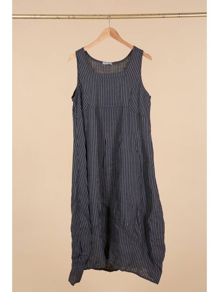la maison des fibres naturelles - Wholesale Dress – Women's - Sleeveless striped dress 6223stripe 100%LINEN22