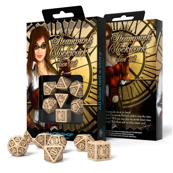 Cardshouse - Wholesale Dice - Steampunk Clockwork Dice Set Beige And Brown