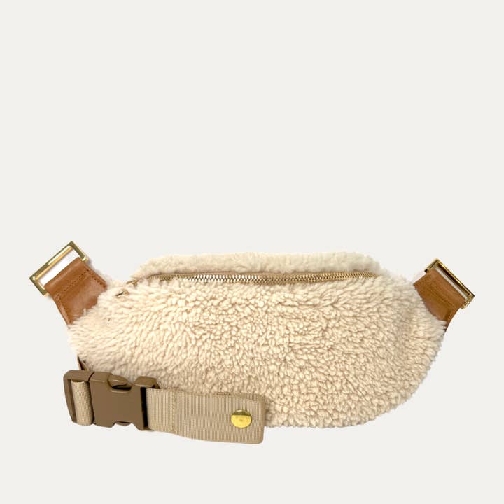 Shearling heuptasje en schoudertas met gouden hardware voor wholesale door Paulyjen