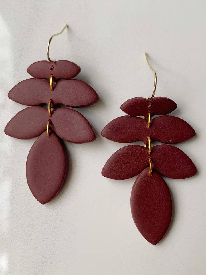 Mel Earring in Maroon for wholesale by Clay By Denae