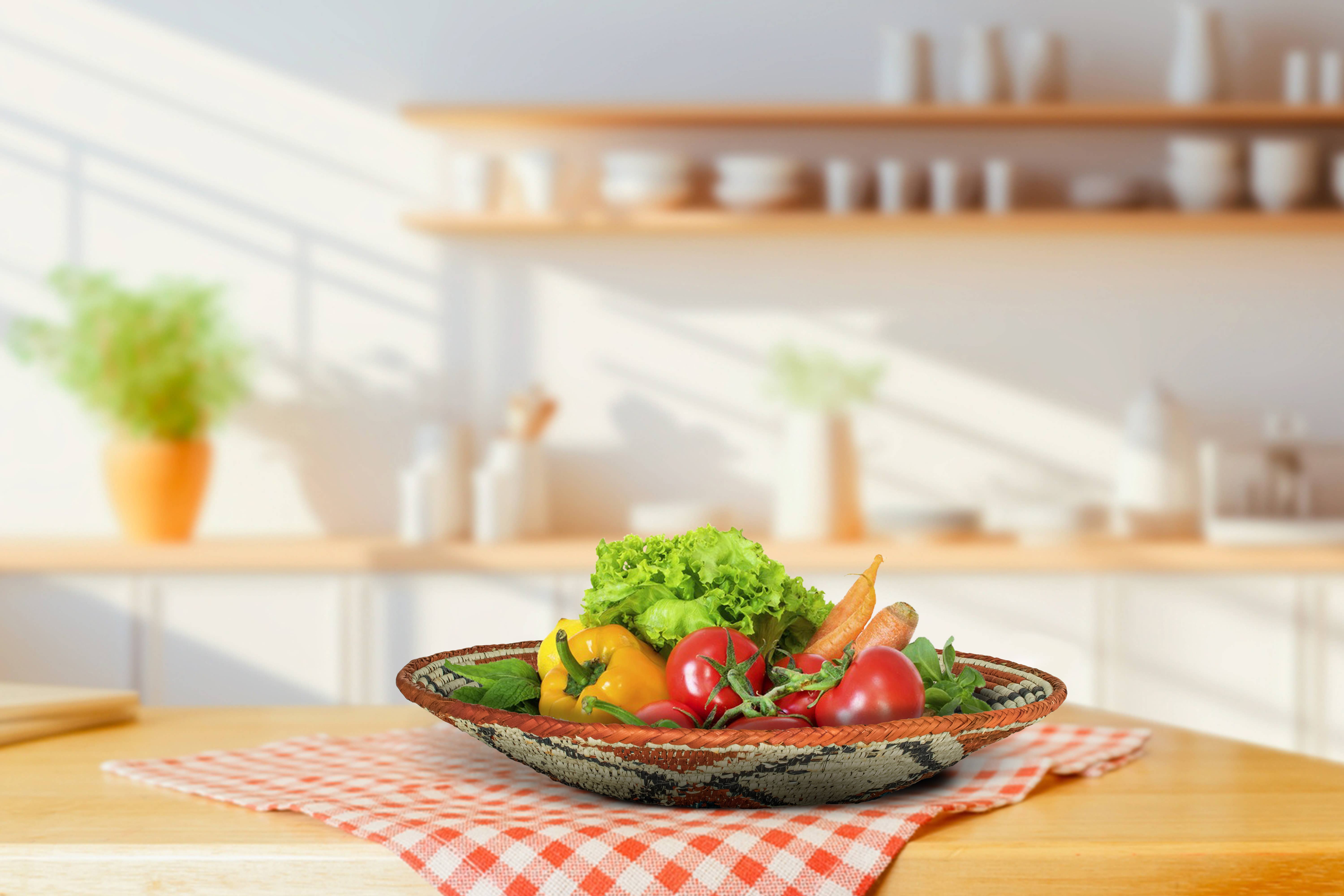 ArtisanalEmporiumLLC - Wholesale Wall Accent - 14" Handwoven Lotus Blue Bowl for Wall Basket Decor1