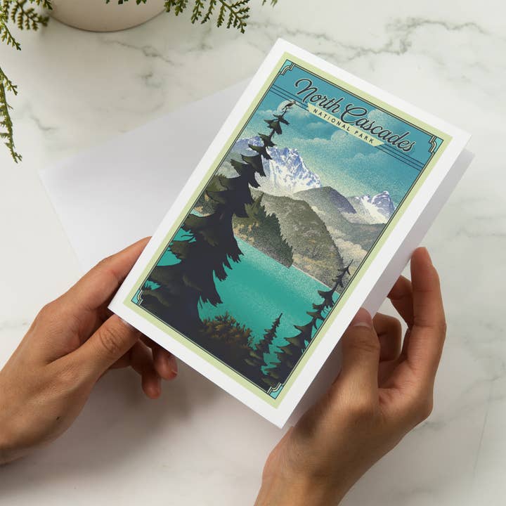 Lantern Press - Wholesale Everyday Greeting Card - GREETING CARD North Cascades National Park Lithograph5